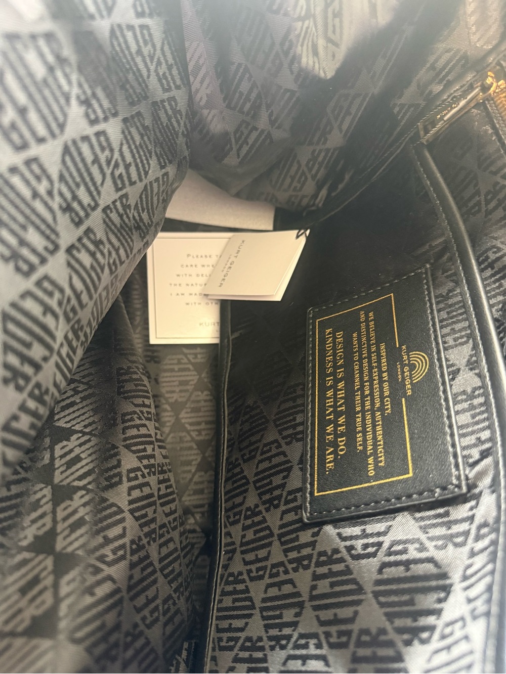 Kurt Geiger Hoxton Shopper Tote Brownwith Dark Green Trim and Gold Chain Handles - Picture 13 of 14